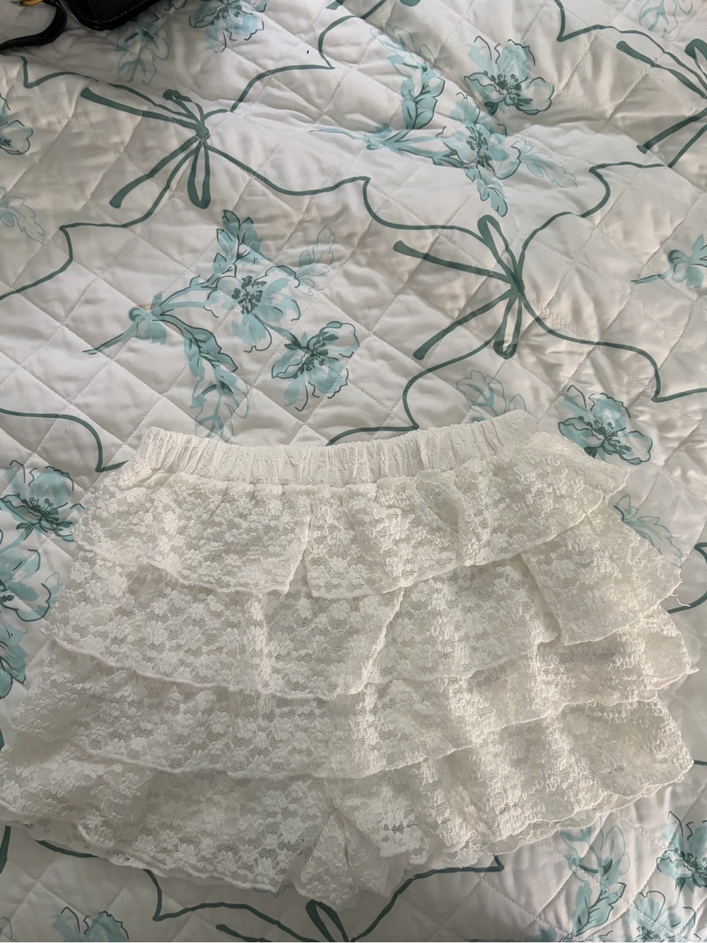 Lace Ruffle Skort for Women - White